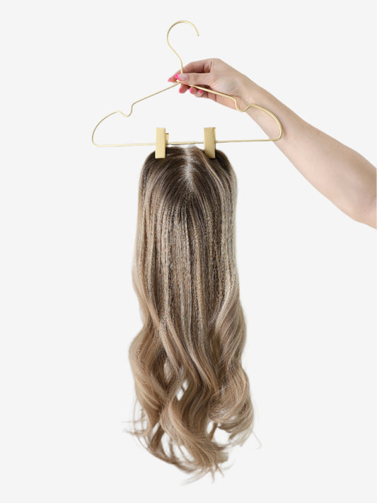 Golden With Rooting | 22 inches | 7x7 Lace Human Hair Topper