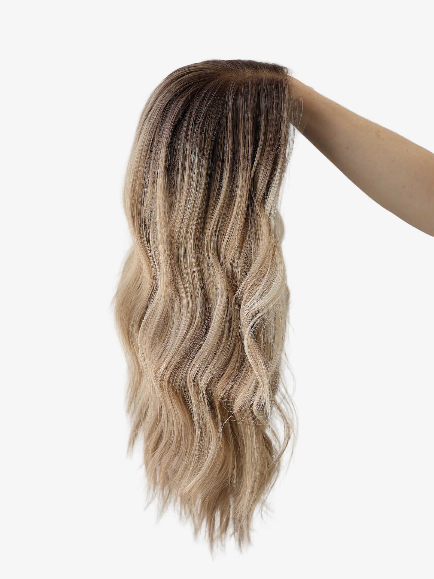 Golden With Rooting | 22 inches | Small Glueless Human Hair Wig