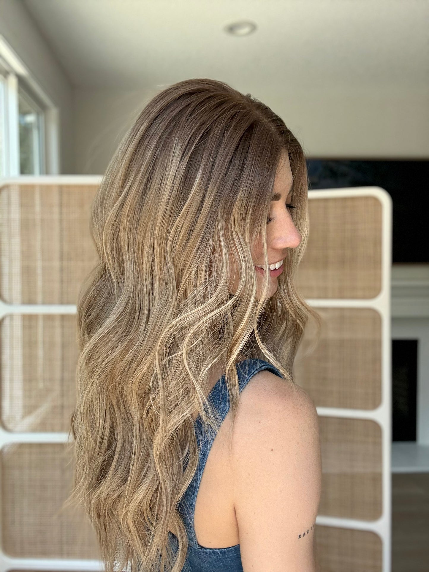 Golden With Rooting | 22 inches | Small Glueless Human Hair Wig