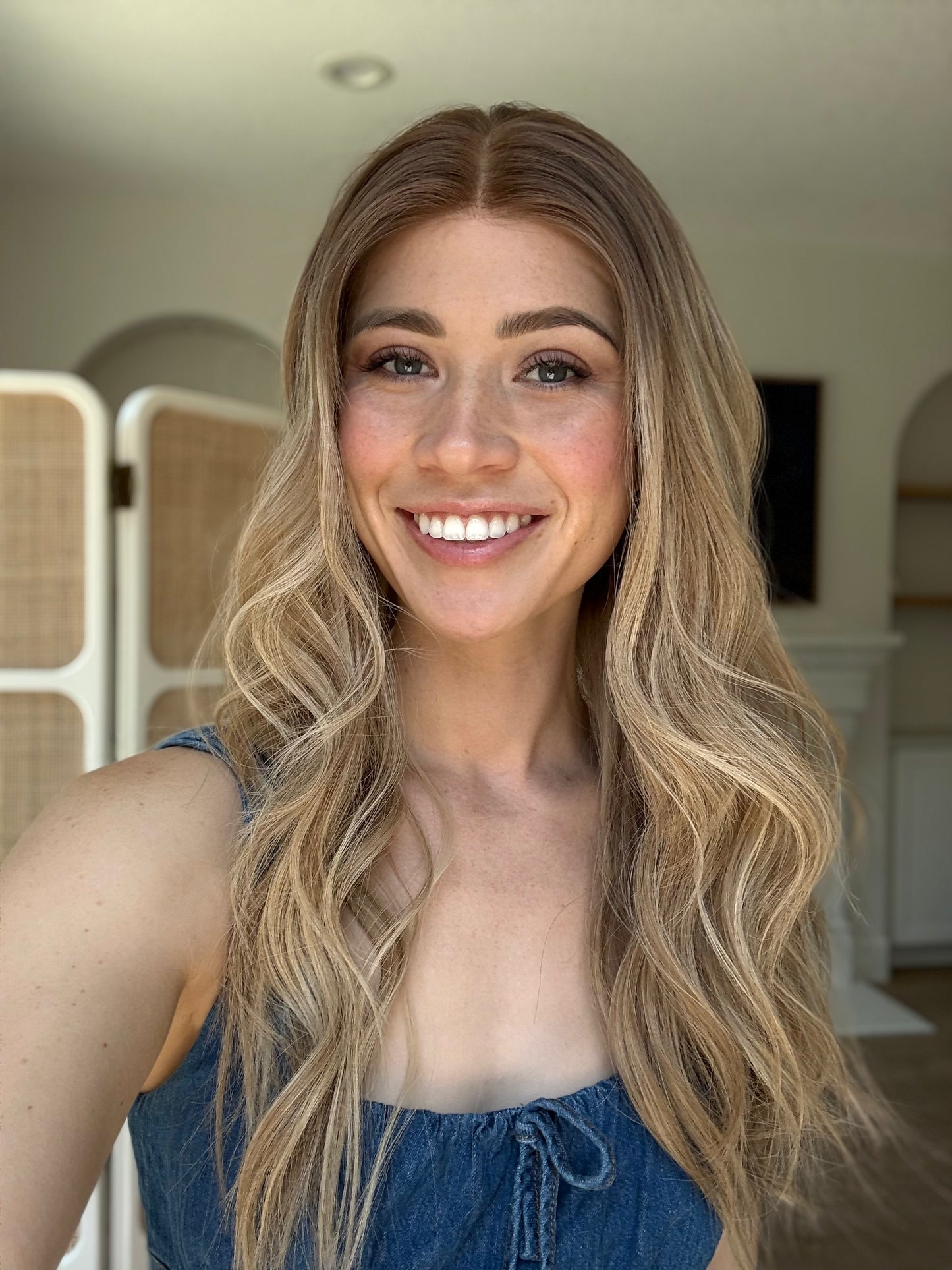 Golden With Rooting | 22 inches | Small Glueless Human Hair Wig