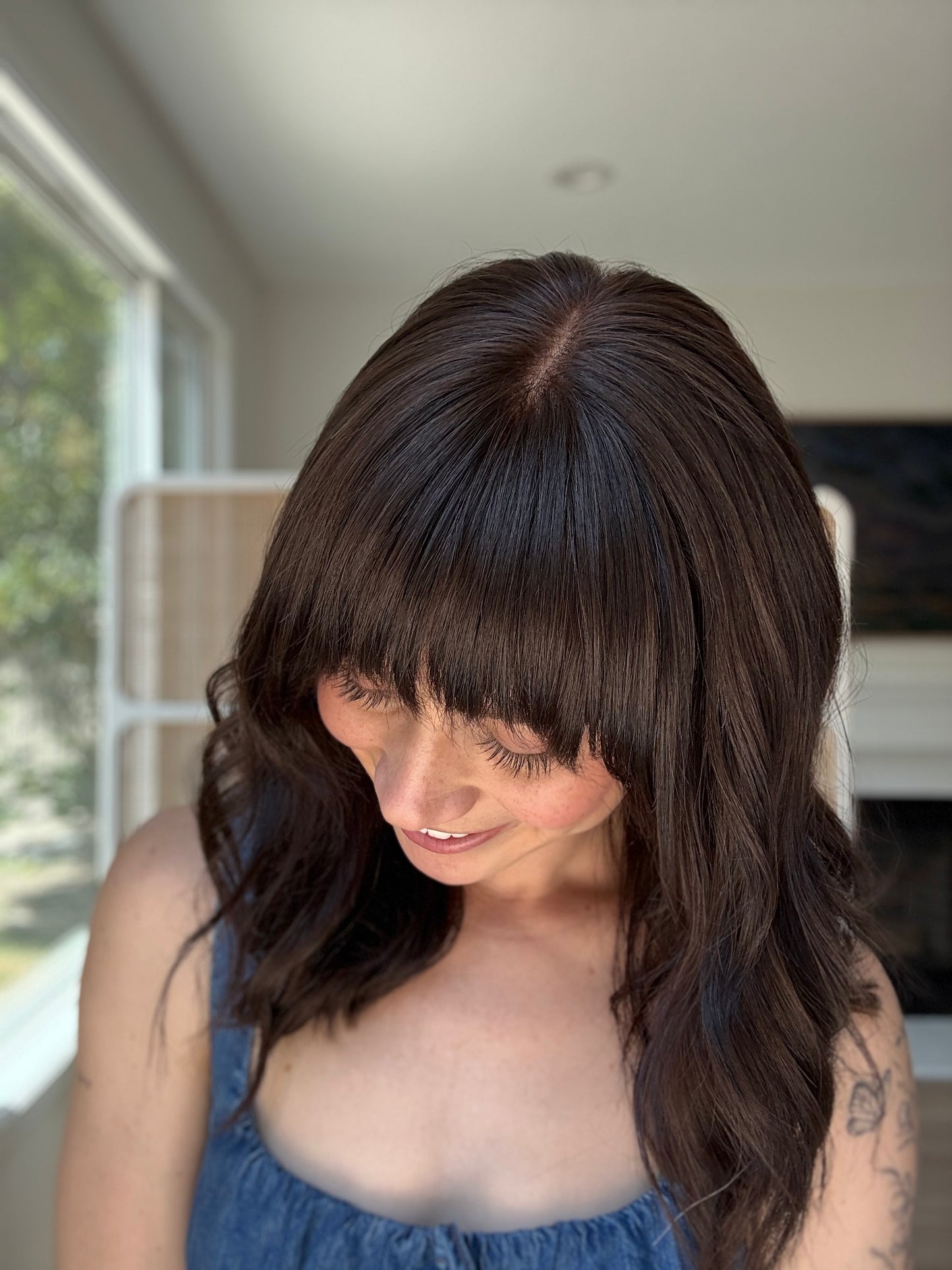 Thriving With Bangs | 18 inches | Small Glueless Human Hair Wig