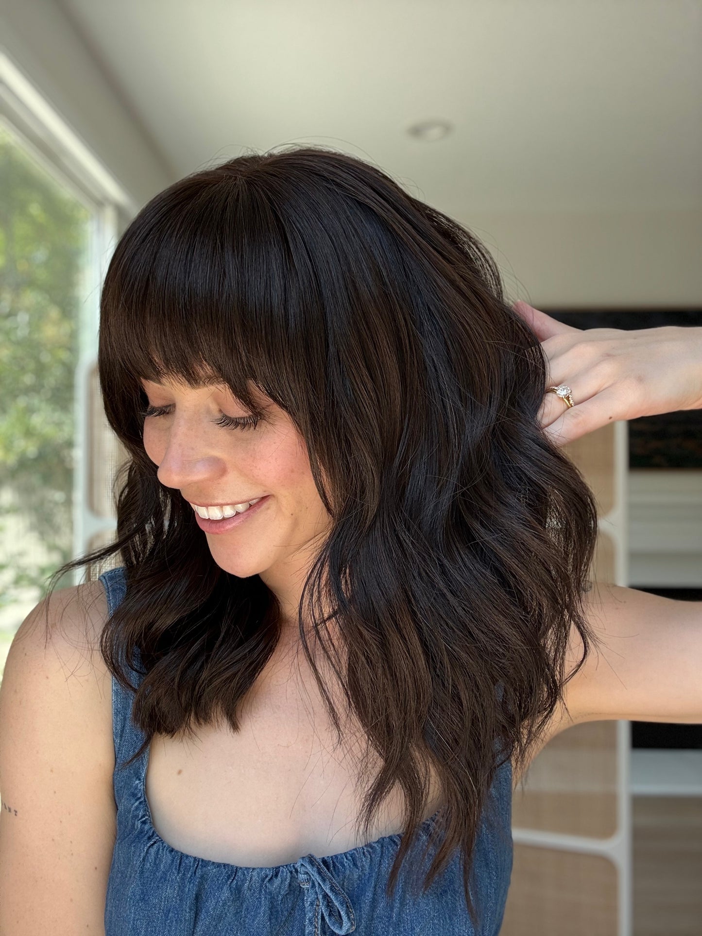 Thriving With Bangs | 18 inches | Small Glueless Human Hair Wig