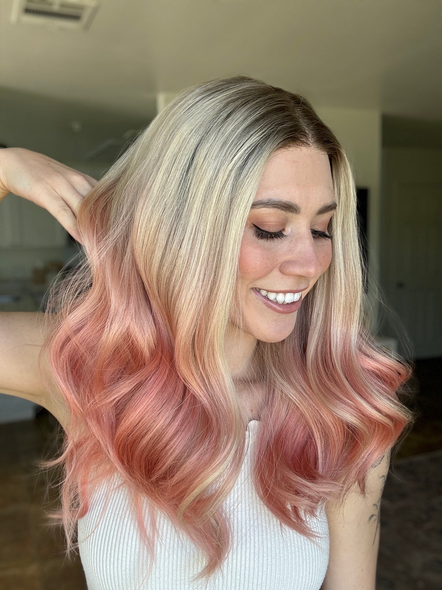 Peach Ombre // 22 inches // Medium