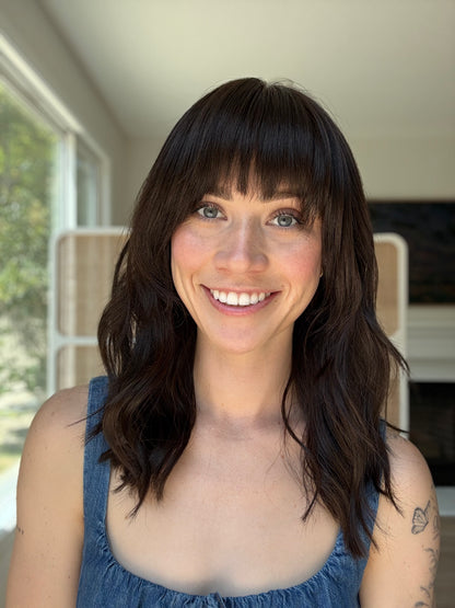 Thriving With Bangs | 18 inches | Small Glueless Human Hair Wig