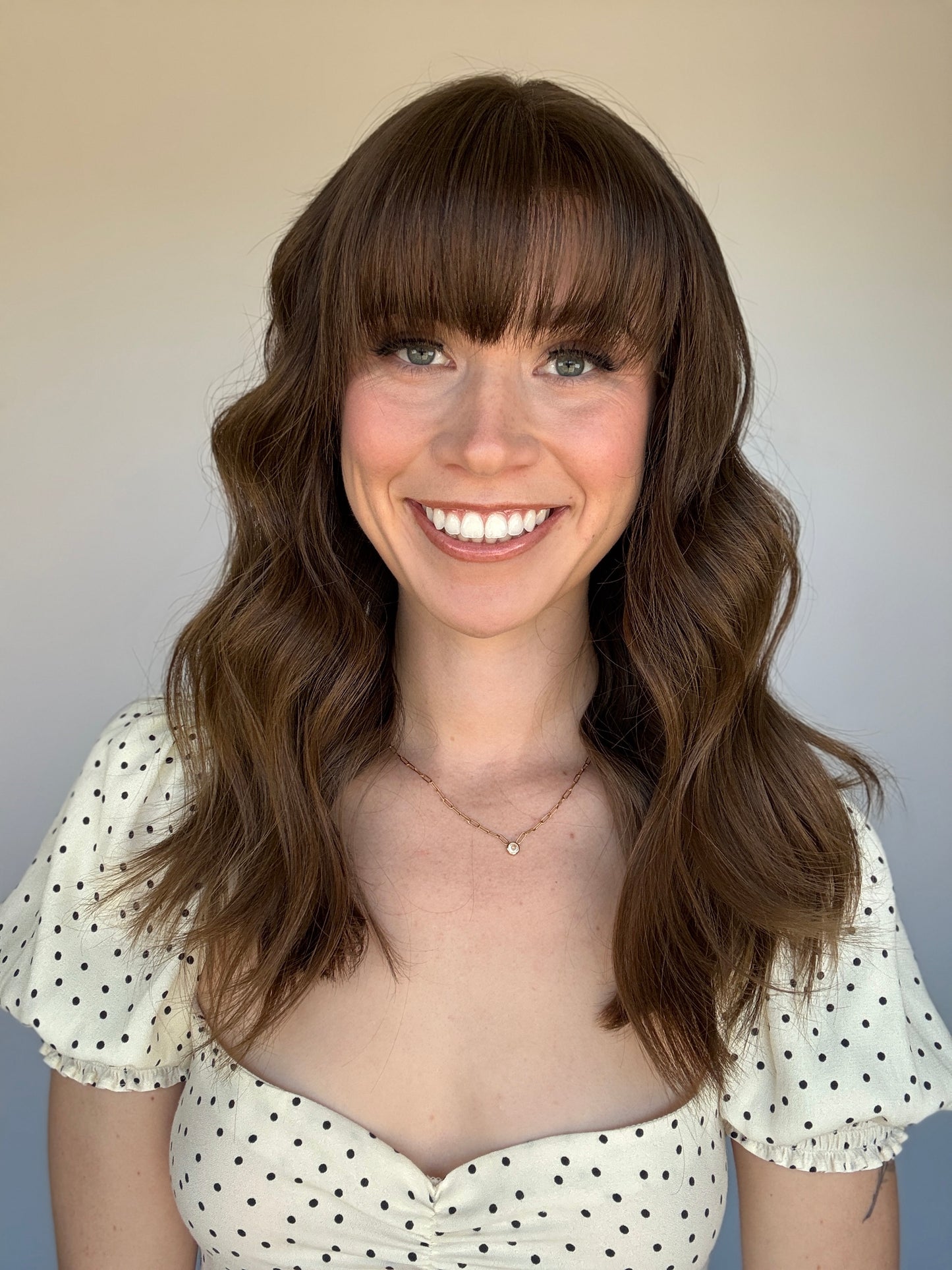 Neutral Brunette With Bangs // 20 inches // Small