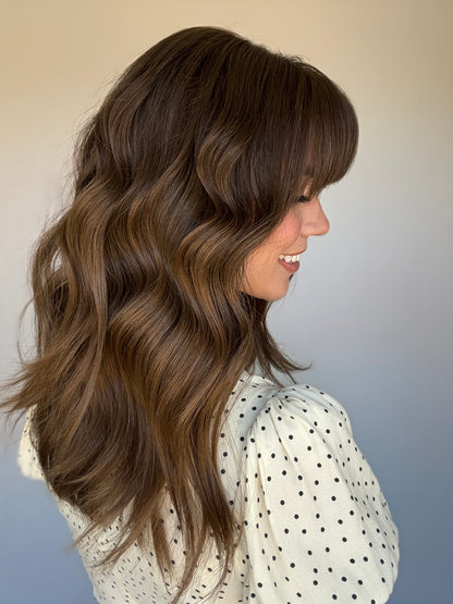 Neutral Brunette With Bangs // 20 inches // Small